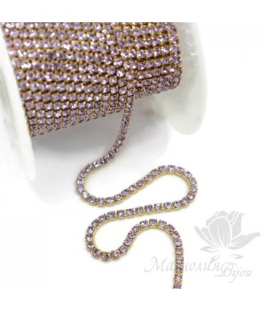 Strass chain "Violet" 2mm(50cm), gold plated