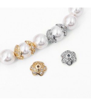 Casquilla Trébol 10mm estilo micro pave, baño de platino