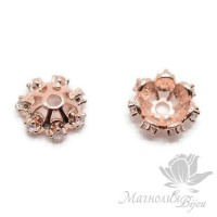 Casquilla "Carrusel 8mm" estilo micro pave, oro rosa