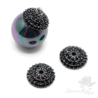 Шапочка Royal 11мм инкрустация черными фианитами, чернение