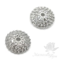 Шапочка Royal 11мм инкрустация фианитами, цвет платина