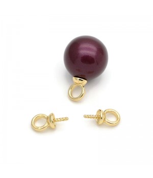 18K Gold Plated 4mm Peg Bail Caps for Half Drilled Beads, 1 piece