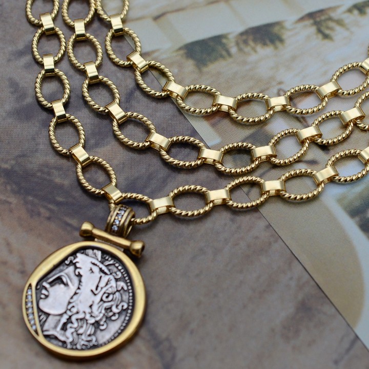 Oval braided link Chain 50cm, 18K Gold Plated