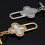 Brass Togle clasp Clover with mother of pearl, rhodium plated