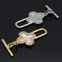 Brass Togle clasp Clover with mother of pearl, 18K gold plated