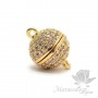 Lock magnetic Ball 10mm inlaid with cubic zirkonia, gilding 18K