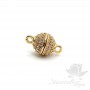 Lock magnetic Ball 8mm inlaid with cubic zirkonia, gilding 18K
