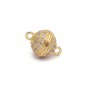 Brass Micro Pave Cubic Zirconia 8mm Magnetic Clasps with Loops, 18K gold plated