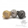 Brass Micro Pave Cubic Zirconia Magnetic Clasps 12mm with Loops, gunmetal