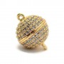 Lock magnetic Ball 12mm inlaid cubic zirkonia, gilding