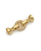 Замочек Колечко 12мм инкрустация фианитами, позолота 18К