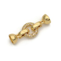 18K Real Gold Plated Brass Micro Pave CZ Ring Clasp 12mm