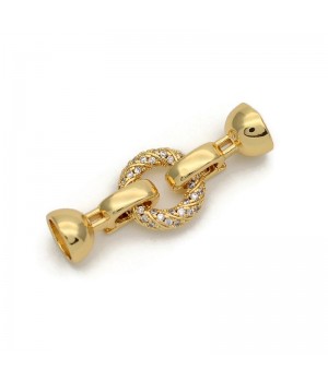 Замочек Колечко 12мм инкрустация фианитами, позолота 18К