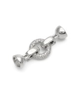 Замочек Колечко 12мм инкрустация фианитами, родиевое покрытие