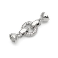 Platinum Plated Brass Micro Pave CZ Ring Clasp 12mm