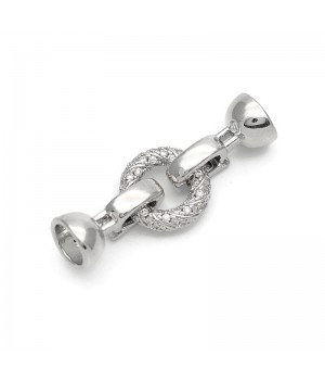 Замочек Колечко 12мм инкрустация фианитами, родиевое покрытие