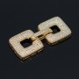 Brass Micro Pave Cubic Zirconia Fold Over Square Clasps, 18K gold plated