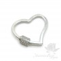 Screw carabiner Heart for chain or necklace, platinum color