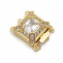 Brass Cubic Zirconia Rectangle Box Clasps, 18K gold plated