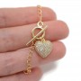 Toggle clasp with pendant Heart Volumetric, 18K gold plated