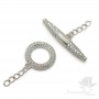 Toggle clasp with cubic zirkonia Round 13.5mm, platinum color