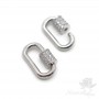 Brass Micro Pave Cubic Zirconia Screw Carabiner Lock for Necklaces and bracelets Making, rhodium plated