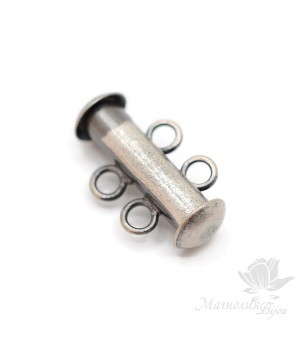 Lock slider magnetic 2 strands, antique silver