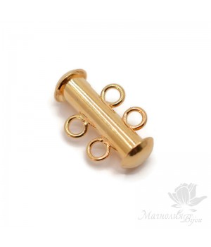 Magnetic clasp tube on 2 strands, gold plated