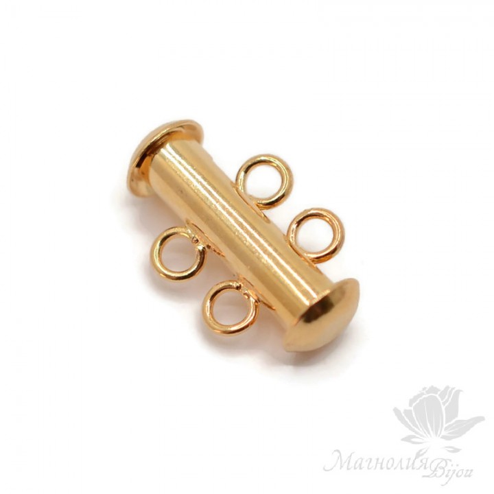 Magnetic clasp tube on 2 strands, gold plated