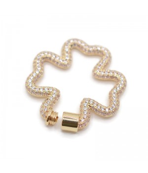 Clover screw clasp, 18K gold plated