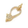 Brass Lobster Clasp 28mm with bail cubic zirkonia, 1 piece