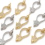 Brass Lobster Clasp 28mm with bail cubic zirkonia, 1 piece