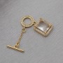 Brass Togle clasp with rectangular charm, 18K gold plated