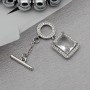 Brass Togle clasp with rectangular charm, platinum plated