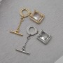 Brass Togle clasp with rectangular charm, platinum plated