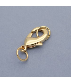 18K Gold Plated Brass Lobster Claw Clasps 18mm with 2 jump rings, 1 peace