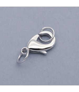 Platinum Plated Brass Lobster Claw Clasps 18mm with 2 jump rings, 1 peace