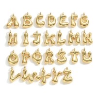 Brass Charm Pendant Balloon Letter A-Z ~12mm, 18K gold plated