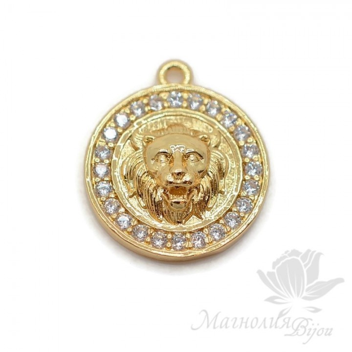 Lion pendant 15mm, gold plated 18K