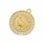 Lion charm pendant 16mm, 18K gold plated