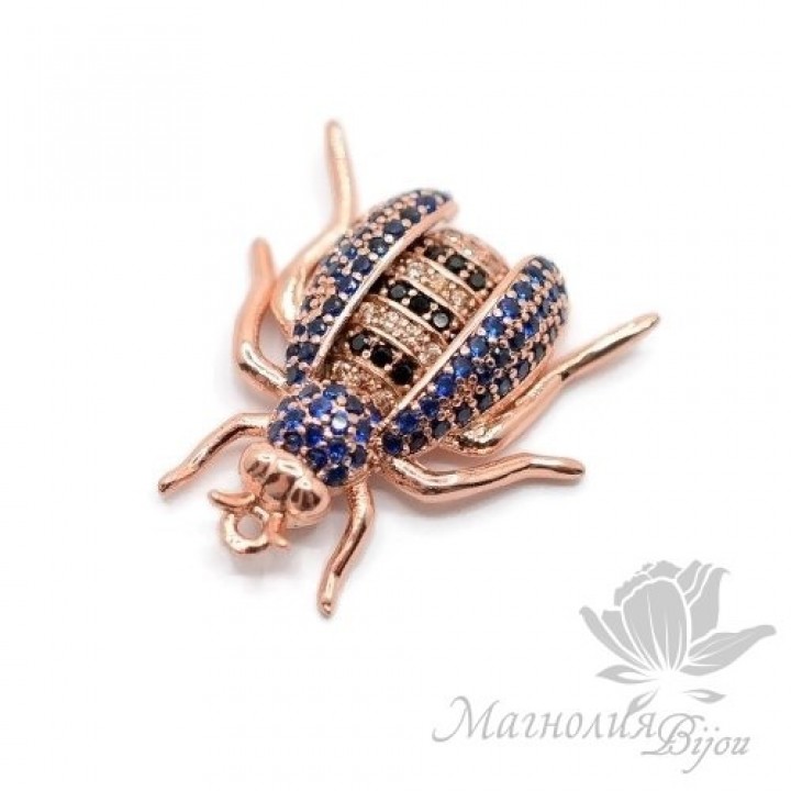 Pendant "Wasp" with colored cubic zirkonia, rose gold
