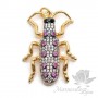 Pendant "Cucaracha" beetle with colored cubic zirkonia, gold color
