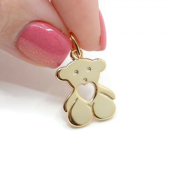 Bail pendant Bear Toes with a heart, 18K gold plated