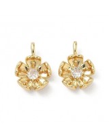 Подвеска Сакура Цветок 13х17.5мм фианит, позолота 18К