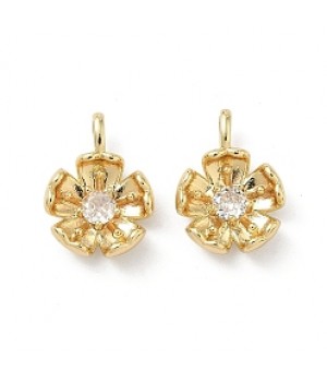 Подвеска Сакура Цветок 13х17.5мм фианит, позолота 18К