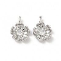 Colgante Flor de Sakura con circonita cúbica, baño de platino