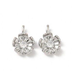 Подвеска Сакура Цветок 13х17.5мм фианит, родиевое покрытие