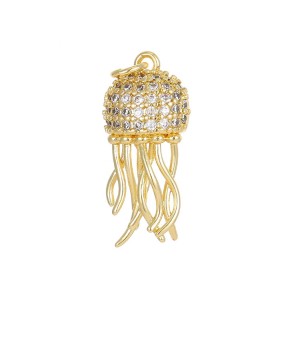 Brass micro pave Medusa charm pendant, 18K gold plated