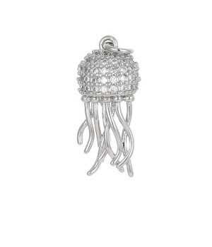 Brass micro pave Medusa charm pendant, platinum plated