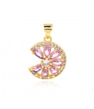 Colgante Limón circonitas rosa, baño de oro 18K